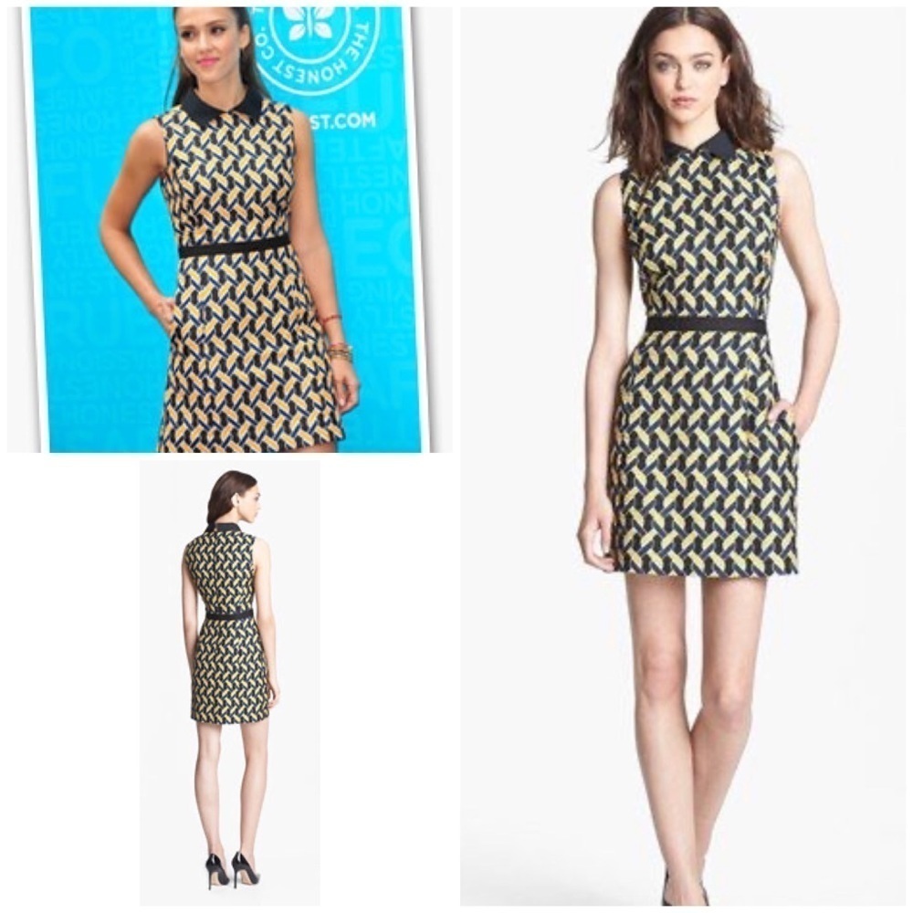 Jason Wu Miss Wu Abstract Chain Jacquard Peter Pan Collar Sheath Dress 4​​​​​​​